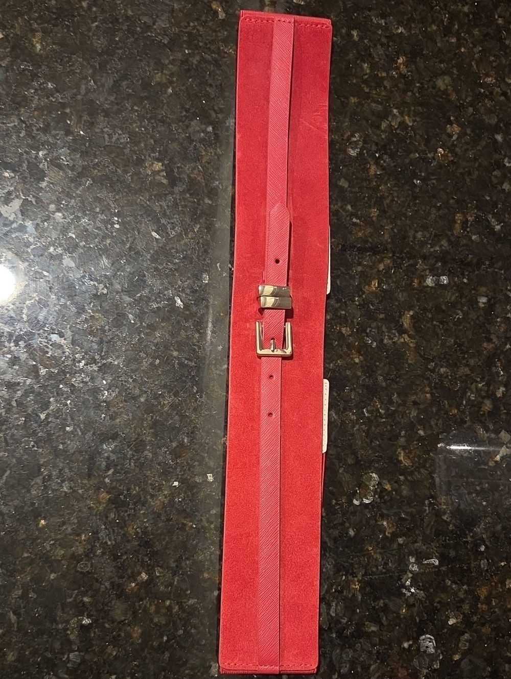 Red Women's Suede Belt with Gold Buckle